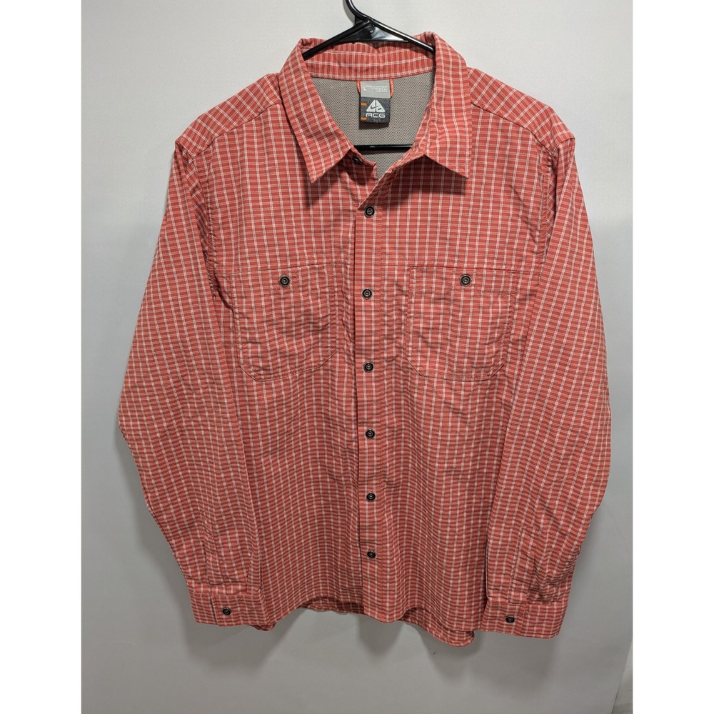 Mens Nike ACG Long Sleeve Vented Fishing Hiking Outdoors Button Up Shirt Size L